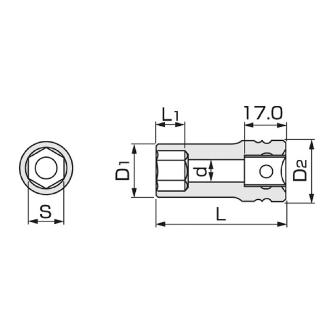 ＴＯＮＥ（株） インパクト用ロングソケット(6角) 4NV インパクトロングソケット 4NV-34L