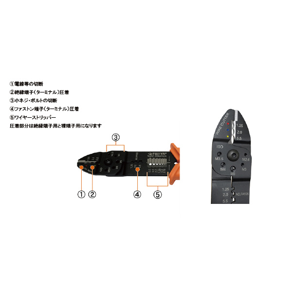 フジ矢（株） 万能電工ペンチ FA 万能電工ペンチ（ファストン端子両用） FA105