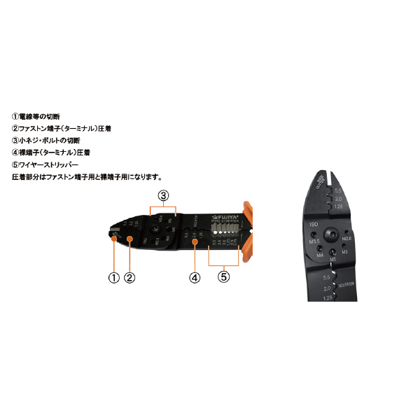 フジ矢（株） 万能電工ペンチ FA 万能電工ペンチ（ファストン・裸圧着両用） FA106