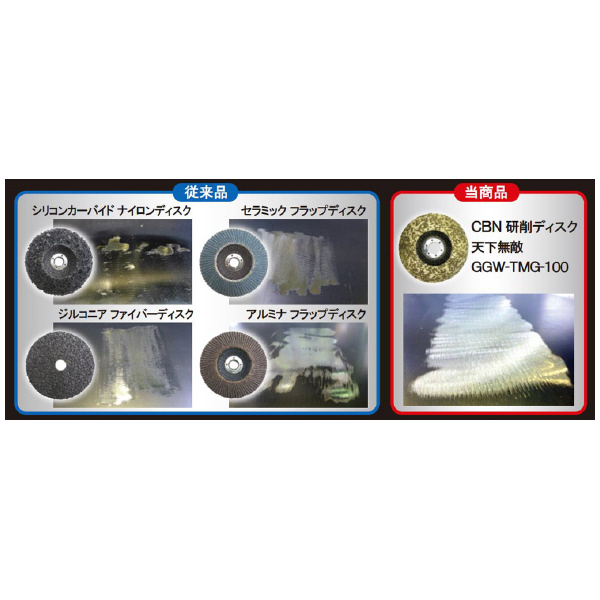 （株）モトユキ 研削ディスク 金属研削用 3枚入 GGW-TMG ＣＢＮ研削ディスク　３枚入 GGW-TMG-100