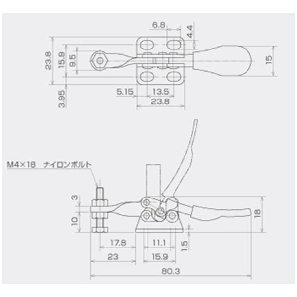 育良精機（株） 下方押え型トグルクランプ(水平ハンドル) ISK-HH 下方押え型トグルクランプ（水平ハンドル） ISK-HH1500
