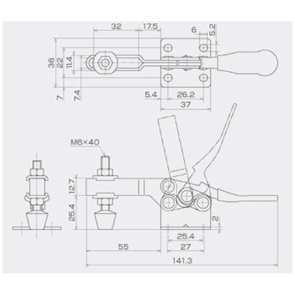 育良精機（株） 下方押え型トグルクランプ(水平ハンドル) ISK-HH 下方押え型トグルクランプ（水平ハンドル） ISK-HH3500
