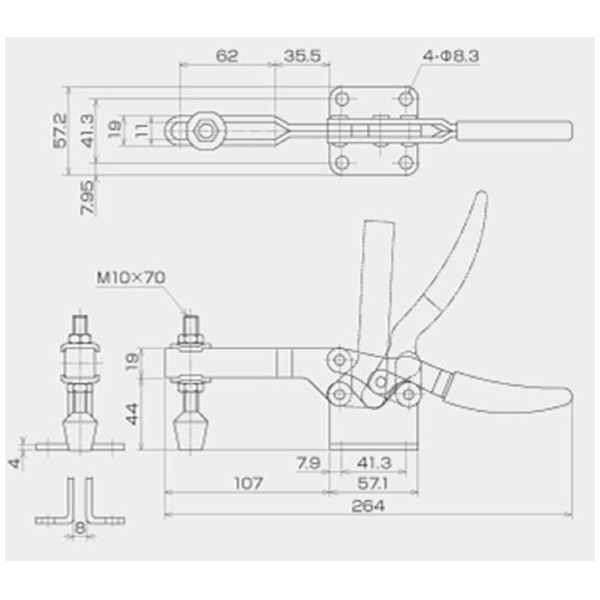 育良精機（株） 下方押え型トグルクランプ(水平ハンドル) ISK-HH 下方押え型トグルクランプ（水平ハンドル） ISK-HH5500