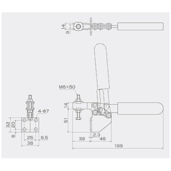 育良精機（株） 下方押え型トグルクランプ(水平ハンドル) ISK 下方押え型トグルクランプ（水平ハンドル） ISK-38Cｼｮｳ0