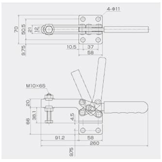 育良精機（株） 下方押え型トグルクランプ(水平ハンドル) ISK 下方押え型トグルクランプ（水平ハンドル） ISK-38DS0