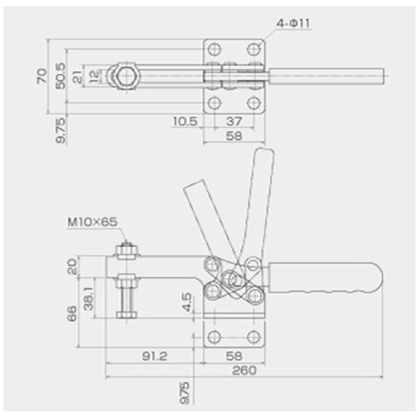 育良精機（株） 下方押え型トグルクランプ(水平ハンドル) ISK 下方押え型トグルクランプ（水平ハンドル） ISK-38DS0