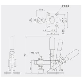 育良精機（株） 下方押え型トグルクランプ(垂直ハンドル) ISK-HV 下方押え型トグルクランプ（垂直ハンドル） ISK-HV1500