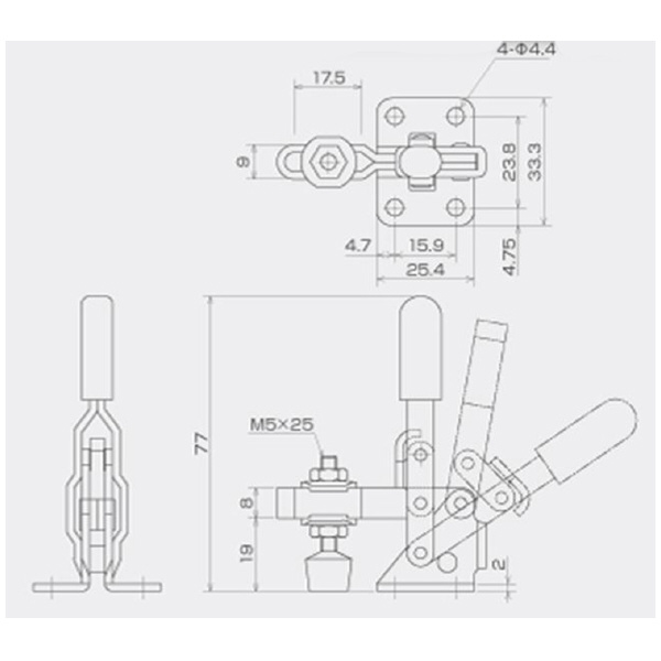 育良精機（株） 下方押え型トグルクランプ(垂直ハンドル) ISK-HV 下方押え型トグルクランプ（垂直ハンドル） ISK-HV1500