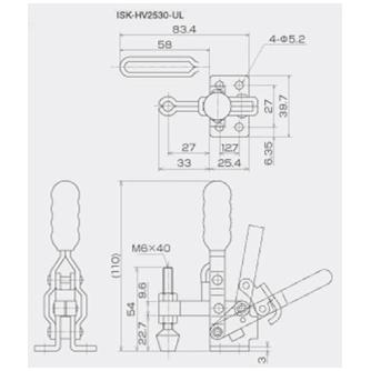 育良精機（株） 下方押え型トグルクランプ(垂直ハンドル) ISK-HV 下方押え型トグルクランプ（垂直ハンドル） ISK-HV2530-UL