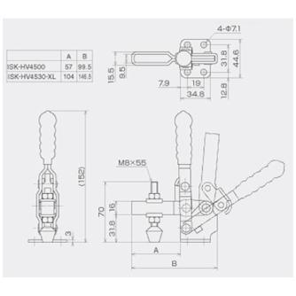 育良精機（株） 下方押え型トグルクランプ(垂直ハンドル) ISK-HV 下方押え型トグルクランプ（垂直ハンドル） ISK-HV4530-XL