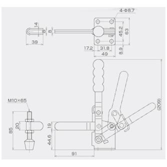 育良精機（株） 下方押え型トグルクランプ(垂直ハンドル) ISK-HV 下方押え型トグルクランプ（垂直ハンドル） ISK-HV5500