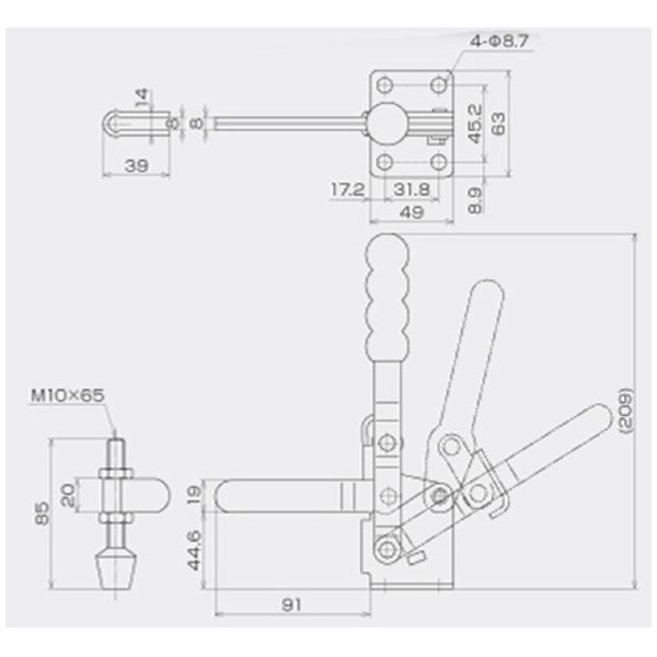 育良精機（株） 下方押え型トグルクランプ(垂直ハンドル) ISK-HV 下方押え型トグルクランプ（垂直ハンドル） ISK-HV5500