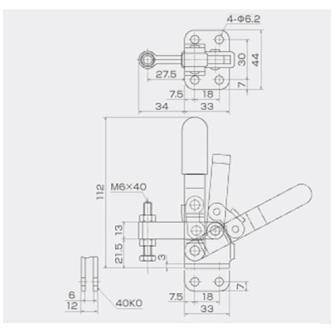 育良精機（株） 下方押え型トグルクランプ(垂直ハンドル) ISK 下方押え型トグルクランプ（垂直ハンドル） ISK-40A0-2S