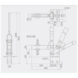 育良精機（株） 下方押え型トグルクランプ(垂直ハンドル) ISK 下方押え型トグルクランプ（垂直ハンドル） ISK-41Bﾁｭｳ0