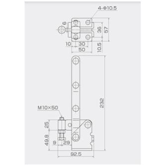 育良精機（株） 下方押え型トグルクランプ(垂直ハンドル) ISK 下方押え型トグルクランプ（垂直ハンドル） ISK-44B0