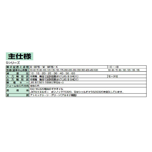 （株）マキシンコー 一段ウォーム減速機Sシリーズ BP型 S 一段ウォーム減速機Ｓシリーズ　ＢＰ型 BP100R10