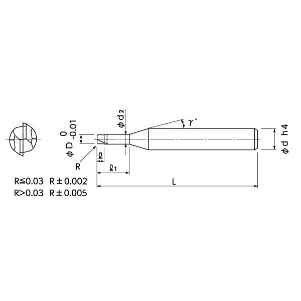 日進工具（株） CBNスーパースピードラジアスエンドミル SSR200 ＣＢＮスーパースピードラジアスエンドミル SSR200 0.1XR0.02X0.3