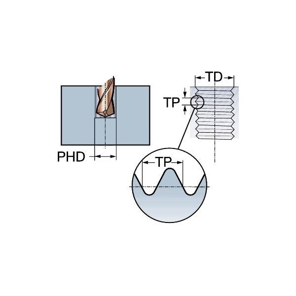 サンドビック（株） コロタップ100 スパイラルタップ【D】 T300-XM コロタップ１００　スパイラルタップ【Ｄ】 T300-XM100DB-M5X050 C110