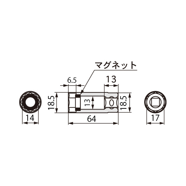 ＴＯＮＥ（株） プラグソケット(12角・マグネット付) 3PW プラグソケット（１２角・マグネット付） 3PW-16S