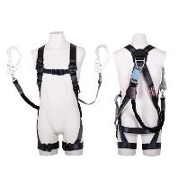 藤井電工（株） フルハーネス型墜落制止用器具セット品 黒影ハーネス2丁掛けランヤード付(ワンハンドリトラ+ノビロン)