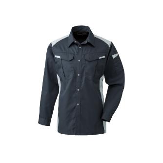 日新被服（株） 長袖シャツ 5124-100 長袖シャツ 5124-100-BIG ﾗｲﾄﾌﾞﾗｯｸXｼﾙﾊﾞｰ