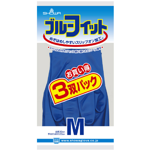 ショーワグローブ（株） ブルーフィット 3双パック NO181 ブルーフィット　３双パック　Ｍサイズ NO181-M3P