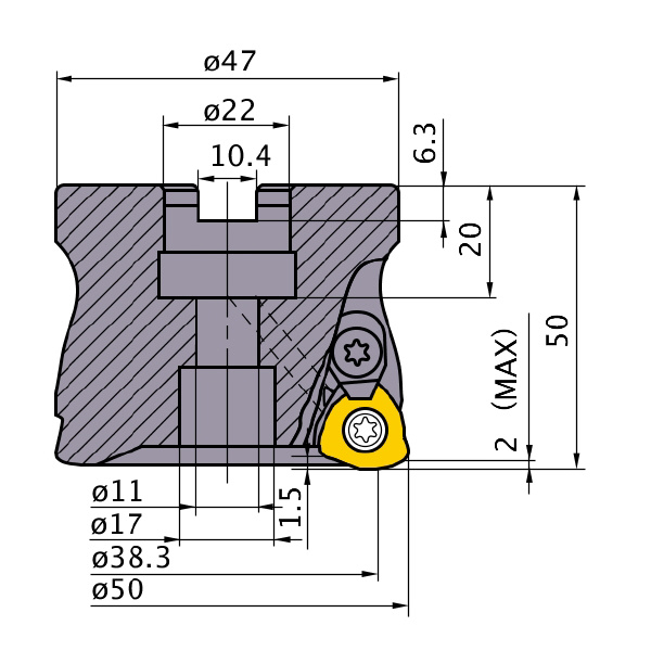 三菱マテリアル（株） カッタ 多機能用(アーバタイプ) AJX カッタ　多機能用（アーバタイプ） AJX12-050A03R