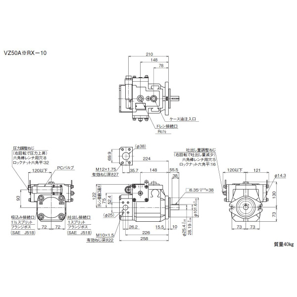 ダイキン工業（株） ピストンポンプ VZ ピストンポンプ VZ50A2RX-10