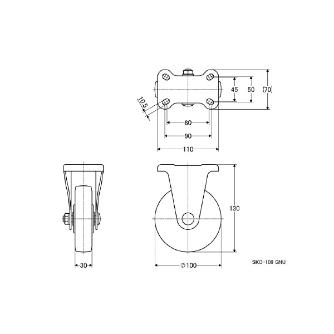 （株）ナンシン 汎用キャスター SKC 汎用キャスター SKC-100GNU