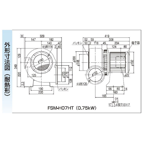 ＳＤＧ（株） 電動送風機(耐熱形) FSM 電動送風機（耐熱形） FSM-H07HT-R313