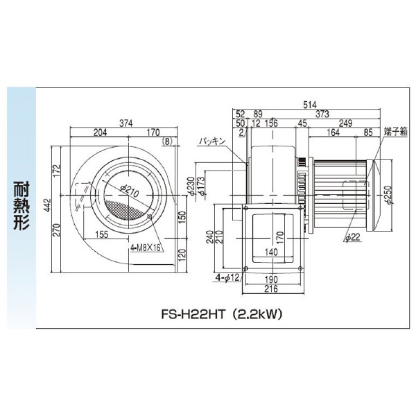 ＳＤＧ（株） 電動送風機(耐熱形) FS 電動送風機（耐熱形） FS-H22HT-R313