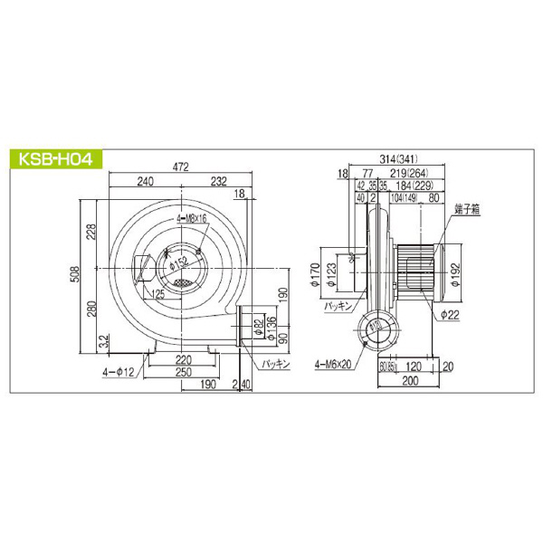 ＳＤＧ（株） 高効率電動送風機(耐熱形) KSB 高効率電動送風機（耐熱形） KSB-H04HT-R311U