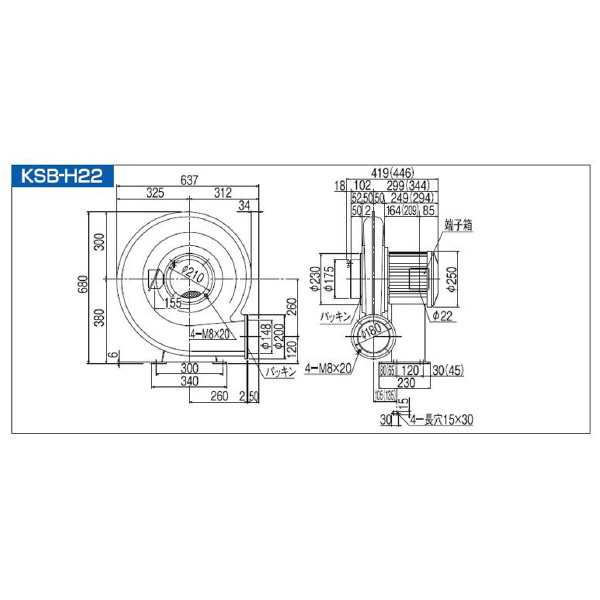 ＳＤＧ（株） 高効率電動送風機(耐熱形) KSB 高効率電動送風機（耐熱形） KSB-H22HT-R311U