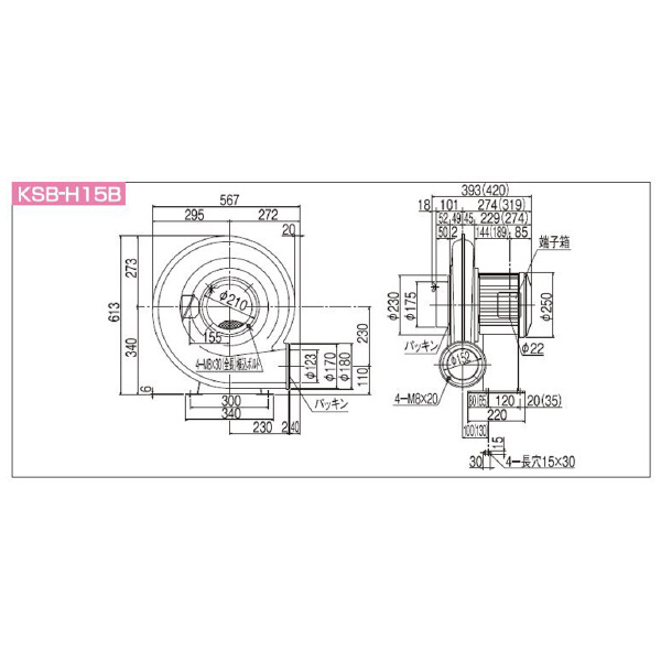 ＳＤＧ（株） 高効率電動送風機(耐熱形) KSB 高効率電動送風機（耐熱形） KSB-H15BHT-R341C