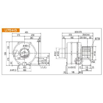 ＳＤＧ（株） 高効率電動送風機(耐熱形) U75 高効率電動送風機（耐熱形） U75-H3HT-R313U