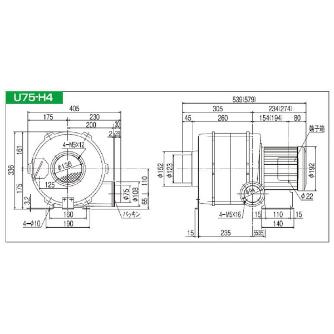 ＳＤＧ（株） 高効率電動送風機(耐熱形) U75 高効率電動送風機（耐熱形） U75-H4HT-R341C