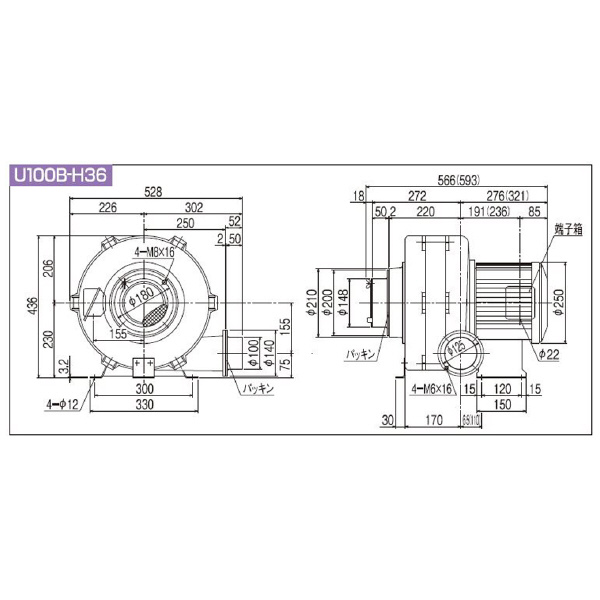 ＳＤＧ（株） 高効率電動送風機(耐熱形) U100B 高効率電動送風機（耐熱形） U100B-H36HT-R313U