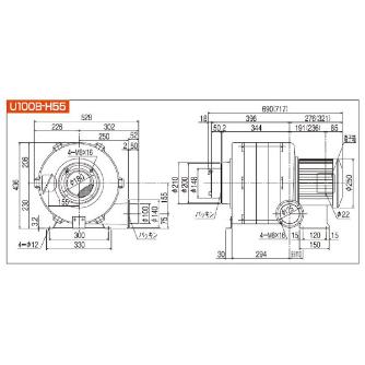 ＳＤＧ（株） 高効率電動送風機(耐熱形) U100B 高効率電動送風機（耐熱形） U100B-H55HT-R341C