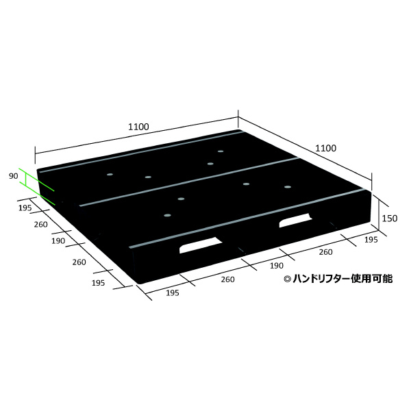 日本プラパレット（株） AZシリーズパレット AZFD ＡＺシリーズパレット AZFD-1111FE-RR ﾌﾞﾗｯｸ