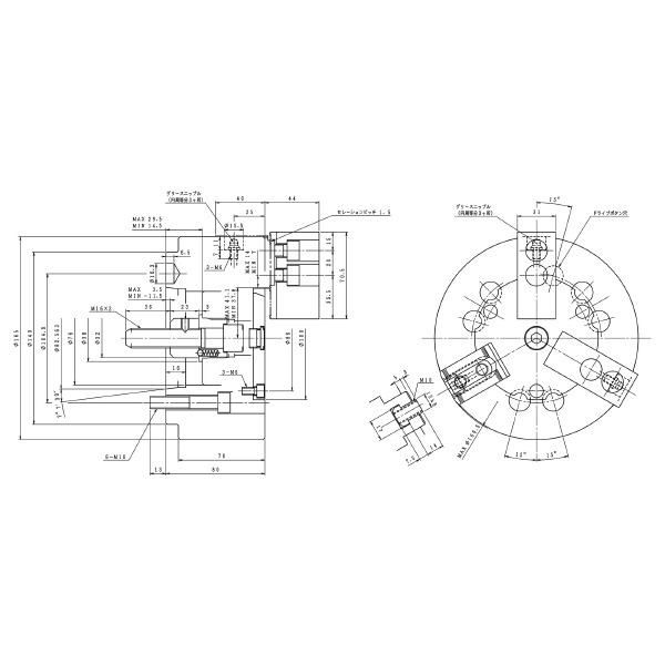 豊和工業（株） セレーテッドチャック H01MA セレーテッドチャック H01MA6 A5-J P=1.5