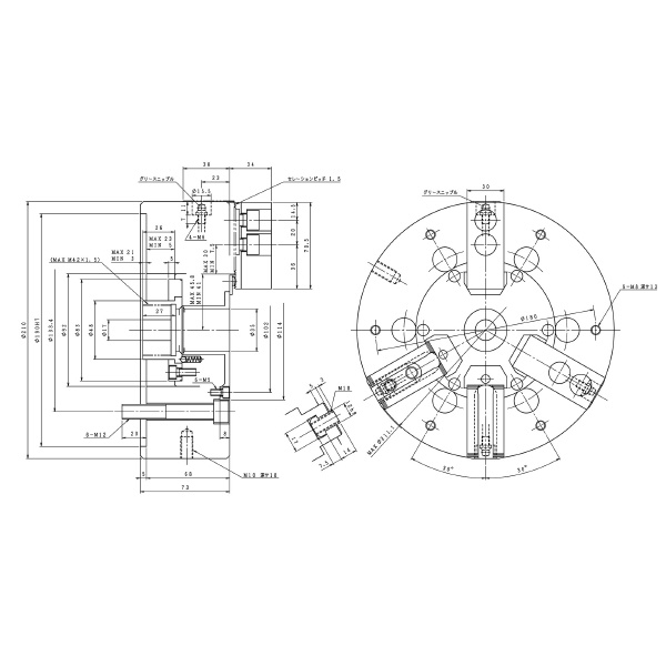 豊和工業（株） 中空チャック H023M 中空チャック H023M-8
