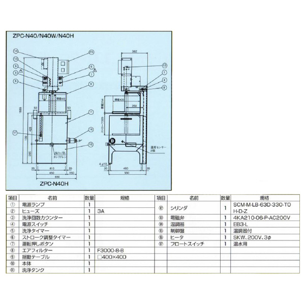 有光工業（株） 揺動式部品洗浄機 ZPC 揺動式部品洗浄機 ZPC-N40W