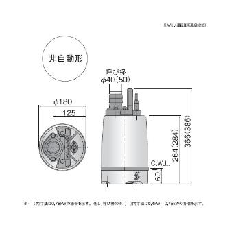 （株）鶴見製作所 ステンレス製水中ハイスピンポンプ SQ型 ステンレス製水中ハイスピンポンプ 50SQ2-2.4S-51