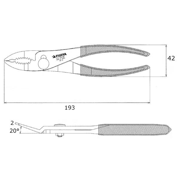 フジ矢（株） 薄型コンビネーションプライヤー 210-190-BG 薄型コンビネーションプライヤー（黒金） 210-190-BG