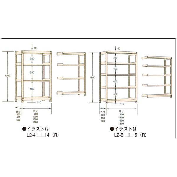 大阪製罐（株） 中軽量物品棚(200kgタイプ) L2 中軽量物品棚（２００ｋｇタイプ） L2-4414R