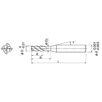 日進工具（株） 無限コーティングプレミアム SUS用高能率“Z”ロングネックエンドミル MSUSZ440-LN 無限Ｐ　ＳＵＳ用高能率ＺロングネックＥＭ MSUSZ440-LN 2X3X6