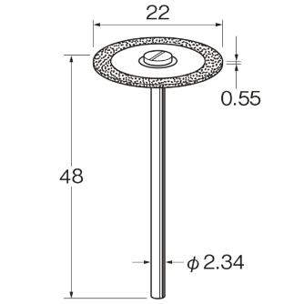 日本精密機械工作（株） 電着ダイヤモンドディスク 両面電着 軸径φ2.34 D 電着ダイヤモンドディスク　両面電着 D9329
