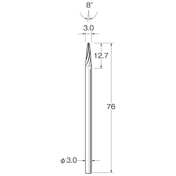 日本精密機械工作（株） ロングシャンク超硬カッター スパイラルカット 軸径φ3 K ロングシャンク超硬カッター　スパイラル K9661
