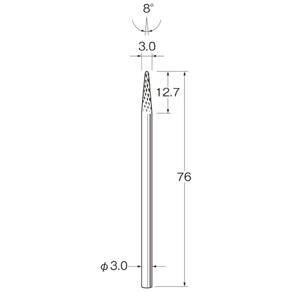 日本精密機械工作（株） ロングシャンク超硬カッター クロスカット 軸径φ3 K ロングシャンク超硬カッター　クロスカット K9662