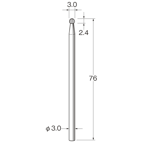 日本精密機械工作（株） ロングシャンク超硬カッター スパイラルカット 軸径φ3 K ロングシャンク超硬カッター　スパイラル K9667